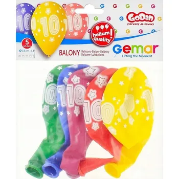 Balónek Ozdobné BALÓNKY na OSLAVU Číslo '10' 5 KUSŮ Premium Helium GoDan PEVNÉ