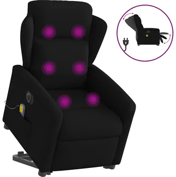 Křeslo Elektrické zvedací masážní polohovací křeslo černé textil Černý3303166