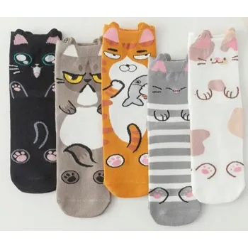 Dámské oblečení PONOŽKY ponožky s KOČKAMI, s kočičkami, 5 párů