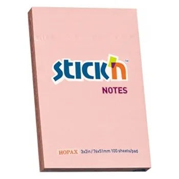 Samolepící bloček NOTES Samolepicí bločky NOTES Notesik 76x51 mm RŮŽOVÉ Stick'n JEMNÁ BARVA