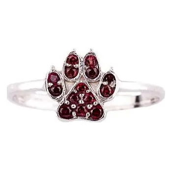 Prsten granát - stříbrný prsten - tlapka (3281) Velikost: 60, povrchová úprava: zlacené