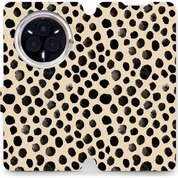 Pouzdro na mobilní telefon Flipové pouzdro Mobiwear - Realme 14 Pro Plus 5G - VA50S Černé puntíky (Knížkové flip pouzdro, obal, kryt na mobil Realme 14 Pro Plus 5G - VA50S Černé puntíky, materiál Umělá kůže + TPU - ochrana 360°, stojánek, silikonová vanička, magnetické zavírání)