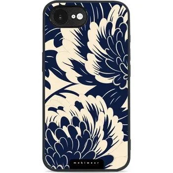 Lesklý kryt Mobiwear Glossy - Apple iPhone 16e - GA40G Modré a béžové květy (Prémiové lesklé pouzdro, obal, kryt Mobiwear Glossy na mobil Apple iPhone 16e - GA40G Modré a béžové květy, materiál Plast + TPU silikon - krytí po všech stranách, neošoupatelný)