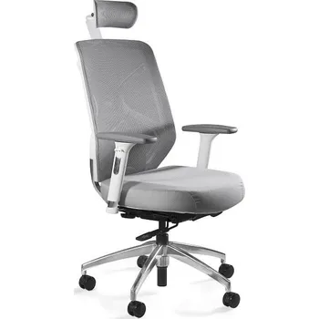 Jídelní židle Křeslo Hero - Unique Bílá / Šedá Mřížka 70x114 cm