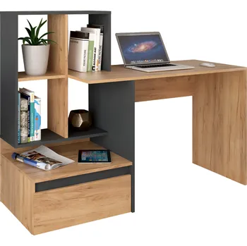 PC stůl, dub craft zlatý/grafit, EROSS NEW