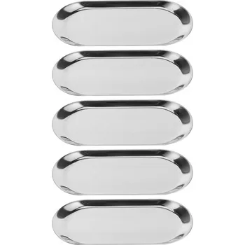 5 KUSŮ OVÁLNÝ KOVOVÝ PODNOS NA RUČNÍK STŘÍBRNÝ