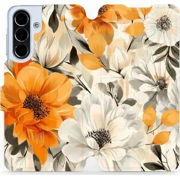 Pouzdro na mobilní telefon Flipové pouzdro Mobiwear - Samsung Galaxy A56 5G - VP75S Podzimní květy (Knížkové flip pouzdro, obal, kryt na mobil Samsung Galaxy A56 5G - VP75S Podzimní květy, materiál Umělá kůže + TPU - ochrana 360°, stojánek, silikonová vanička, magnetické zavírání)