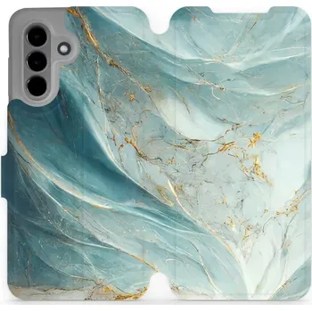 Pouzdro na mobilní telefon Flipové pouzdro Mobiwear - Samsung Galaxy A36 5G - VP34S Zelenkavý a zlatavý mramor (Knížkové flip pouzdro, obal, kryt na mobil Samsung Galaxy A36 5G - VP34S Zelenkavý a zlatavý mramor, materiál Umělá kůže + TPU - ochrana 360°, stojánek, silikonová vaničk