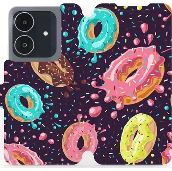 Pouzdro na mobilní telefon Flipové pouzdro Mobiwear - Realme Note 60 - VP19S Donutky (Knížkové flip pouzdro, obal, kryt na mobil Realme Note 60 - VP19S Donutky, materiál Umělá kůže + TPU - ochrana 360°, stojánek, silikonová vanička, magnetické zavírání)