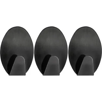 Věšák Háček- 3ks ČERNÝ 3,6x5,3x2cm, kov, samolepící