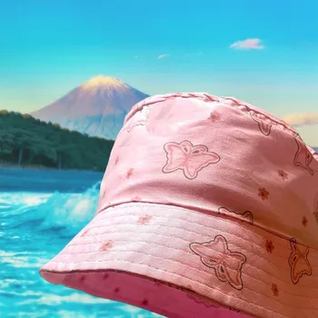 Klobouk DÍVČÍ KLOBOUK S MOTÝLKY IV171 VELIKOSTI 50-52 Velikost: 52/54, Barva: Meruňková