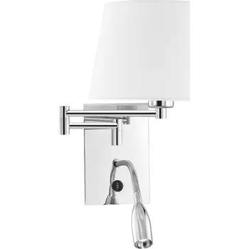 Nástěnné svítidlo NOVA LUCE nástěnné svítidlo CINGO chrom a bílé stínidlo LED 3W 3000K E27 1x60W s vypínačem a čtecí lampičkou 6102682