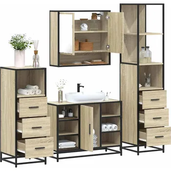 Koupelnový nábytek 4dílný set koupelnového nábytku dub sonoma kompozitní dřevo Sonoma oak3301301