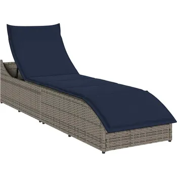 Zahradní lehátko Skládací sluneční lehátko s polštářem a úložným prostorem Šedá4104227