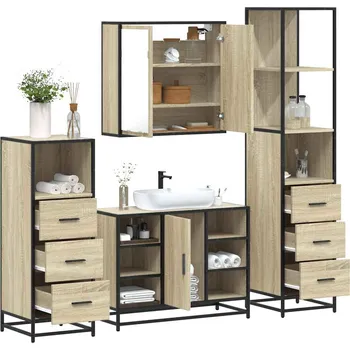 Koupelnový nábytek 4dílný set koupelnového nábytku dub sonoma kompozitní dřevo Hnědá3301271