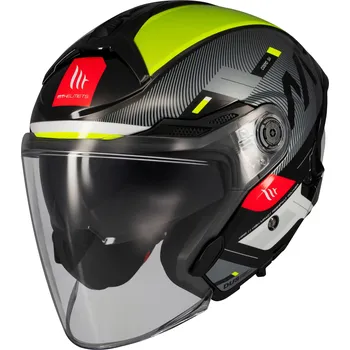Helma na motorku MT Helmets Otevřená helma na motorku MT Cosmo SV Silence černo-fluo žlutá