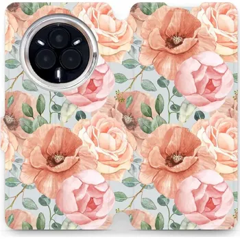 Pouzdro na mobilní telefon Flipové pouzdro Mobiwear - Realme 14 Pro Plus 5G - MP02S Pastelové květy (Knížkové flip pouzdro, obal, kryt na mobil Realme 14 Pro Plus 5G - MP02S Pastelové květy, materiál Umělá kůže + TPU - ochrana 360°, stojánek, silikonová vanička, magnetické zavírání