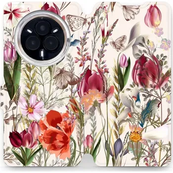 Pouzdro na mobilní telefon Flipové pouzdro Mobiwear - Realme 14 Pro 5G - MP01S Rozkvetlá louka (Knížkové flip pouzdro, obal, kryt na mobil Realme 14 Pro 5G - MP01S Rozkvetlá louka, materiál Umělá kůže + TPU - ochrana 360°, stojánek, silikonová vanička, magnetické zavírání)