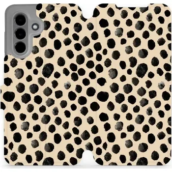 Pouzdro na mobilní telefon Flipové pouzdro Mobiwear - Samsung Galaxy A26 5G - VA50S Černé puntíky (Knížkové flip pouzdro, obal, kryt na mobil Samsung Galaxy A26 5G - VA50S Černé puntíky, materiál Umělá kůže + TPU - ochrana 360°, stojánek, silikonová vanička, magnetické zavírání)