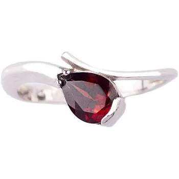 Prsten granát - stříbrný prsten - kapka (3113) Velikost: 63, povrchová úprava: zlacené