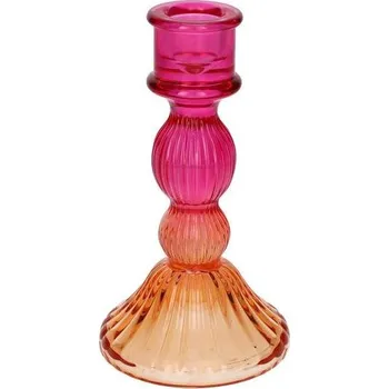 Svícen Skleněný svícen LIOR 15cm růžová broskvová