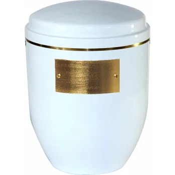 Smuteční dekorace Pohřební Hliníková urna na popel, h-klasik, hliník-bílá, štítek č. 50, 100 x 50, bez výzdoby