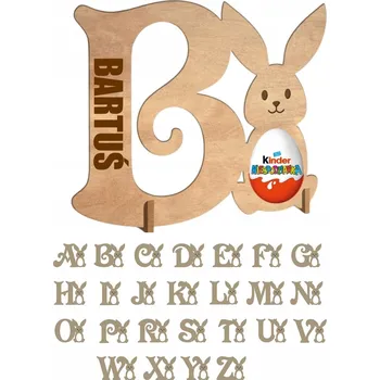 Obraz ZAJÍC zajíček na vajíčko JMÉNO DÁREK Gravírování Velikonoce Kinder PÍSMENA stojan