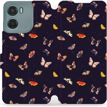 Pouzdro na mobilní telefon Flipové pouzdro Mobiwear - Motorola Moto G05 - VP78S Barevní motýlci (Knížkové flip pouzdro, obal, kryt na mobil Motorola Moto G05 - VP78S Barevní motýlci, materiál Umělá kůže + TPU - ochrana 360°, stojánek, silikonová vanička, magnetické zavírání)