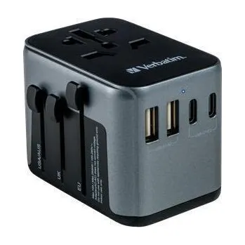 Cestovní adaptér "UTA-03", univerzální, USB-A (QC 3.0) / USB-C (PD30W) 2x USB, VERBATIM 49545