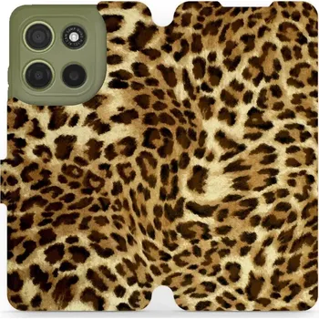 Pouzdro na mobilní telefon Flipové pouzdro Mobiwear - Motorola Moto G15 - VA33P Leopardí vzor (Knížkové flip pouzdro, obal, kryt na mobil Motorola Moto G15 - VA33P Leopardí vzor, materiál Umělá kůže + TPU - ochrana 360°, stojánek, silikonová vanička, magnetické zavírání)