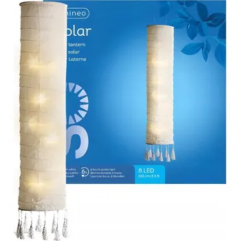 Venkovní osvětlení SOLÁRNÍ zahradní LAMPIÓN podlouhlý lněný LED čínský bílý 90cm venkovní