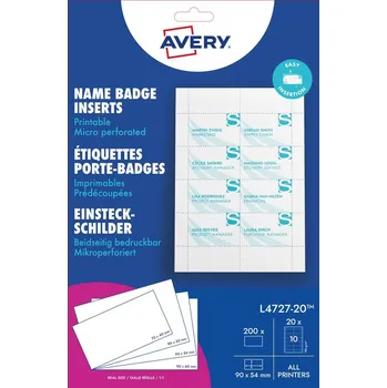 Kancelář Avery-Zweckform L4727-20 zásuvný štítek se jménem 90 mm x 54 mm bílá