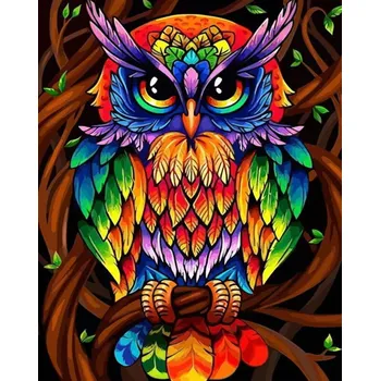 Diamantové malování Amparo Miranda® Diamantový obrázek Barevný výr