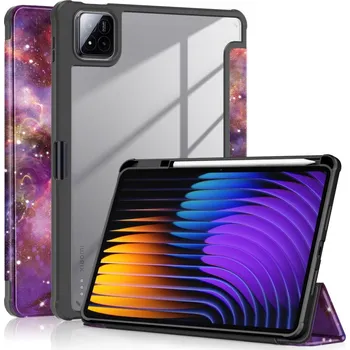Pouzdro na tablet Pattern chytré polohovací pouzdro s průhlednými zády na tablet Xiaomi Pad 7/7 Pro - vesmír