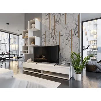 Obývací stěna MOB Berny 34 (bílá + bílý lesk)