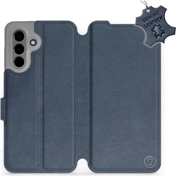 Pouzdro na mobilní telefon Kožené flip pouzdro Mobiwear - Samsung Galaxy A36 5G - Modré (Kožené knížkové pouzdro, obal, kryt na mobil Samsung Galaxy A36 5G, Modré, materiál Genuine Leather, ochrana 360°, stojánek, silikonová vanička, magnetické zavírání)