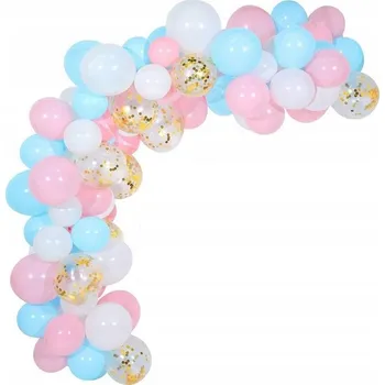 Balónek BALÓNKY RŮŽOVÉ MODRÉ konfety GIRLANDA s páskou