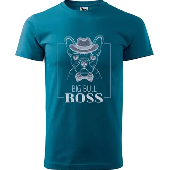 Pánská móda Pánské tričko s potiskem Big bull boss Velikost: S, Barva trička: Petrolejová