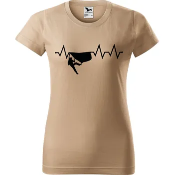 Dámské tričko s potiskem Tep horolezec Barva trička: Písková - 08, Velikost: M