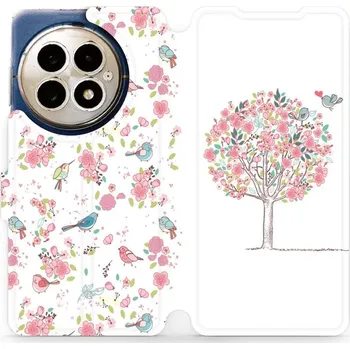 Pouzdro na mobilní telefon Flipové pouzdro Mobiwear - OnePlus 13 - M120S Strom a ptáčci (Knížkové flip pouzdro, obal, kryt na mobil OnePlus 13 - M120S Strom a ptáčci, materiál Umělá kůže + TPU - ochrana 360°, stojánek, silikonová vanička, magnetické zavírání)