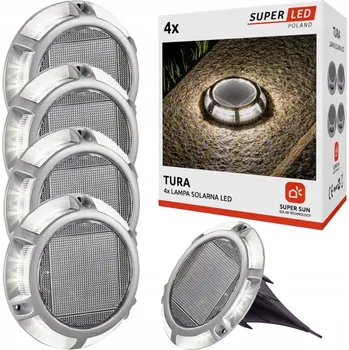 Venkovní osvětlení Sada 4x Solární lampa LED zapichovací zemní zahradní Disk SuperLED PREMIUM