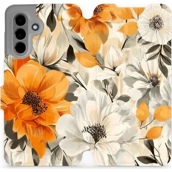 Pouzdro na mobilní telefon Flipové pouzdro Mobiwear - Samsung Galaxy A26 5G - VP75S Podzimní květy (Knížkové flip pouzdro, obal, kryt na mobil Samsung Galaxy A26 5G - VP75S Podzimní květy, materiál Umělá kůže + TPU - ochrana 360°, stojánek, silikonová vanička, magnetické zavírání)