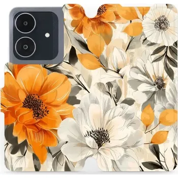 Pouzdro na mobilní telefon Flipové pouzdro Mobiwear - Realme Note 60 - VP75S Podzimní květy (Knížkové flip pouzdro, obal, kryt na mobil Realme Note 60 - VP75S Podzimní květy, materiál Umělá kůže + TPU - ochrana 360°, stojánek, silikonová vanička, magnetické zavírání)