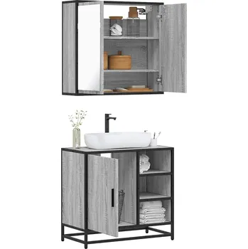 Koupelnový nábytek 2dílný set koupelnového nábytku šedý sonoma kompozitní dřevo Šedá3300908