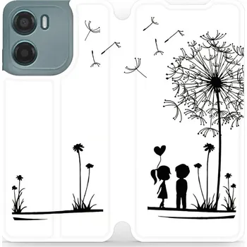 Pouzdro na mobilní telefon Flipové pouzdro Mobiwear - Motorola Moto G05 - MH16P Dvojice s pampeliškou (Knížkové flip pouzdro, obal, kryt na mobil Motorola Moto G05 - MH16P Dvojice s pampeliškou, materiál Umělá kůže + TPU - ochrana 360°, stojánek, silikonová vanička, magnetické)