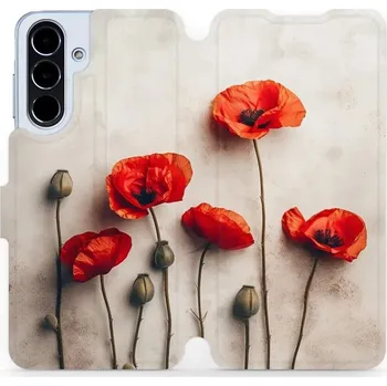 Pouzdro na mobilní telefon Flipové pouzdro Mobiwear - Samsung Galaxy A56 5G - VP42S Vlčí máky (Knížkové flip pouzdro, obal, kryt na mobil Samsung Galaxy A56 5G - VP42S Vlčí máky, materiál Umělá kůže + TPU - ochrana 360°, stojánek, silikonová vanička, magnetické zavírání)