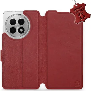 Pouzdro na mobilní telefon Kožené flip pouzdro Mobiwear - OnePlus 13R - Tmavě červené (Kožené knížkové pouzdro, obal, kryt na mobil OnePlus 13R, Tmavě červené, materiál Genuine Leather, ochrana 360°, stojánek, silikonová vanička, magnetické zavírání)