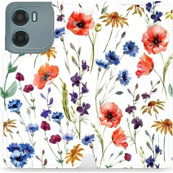 Pouzdro na mobilní telefon Flipové pouzdro Mobiwear - Motorola Moto G05 - MP04S Luční kvítí (Knížkové flip pouzdro, obal, kryt na mobil Motorola Moto G05 - MP04S Luční kvítí, materiál Umělá kůže + TPU - ochrana 360°, stojánek, silikonová vanička, magnetické zavírání)