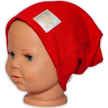 Módní doplněk Dětská funkční čepice s dvojitým lemem - červená, vel. 110, Velikost koj. oblečení 110 (4-5r)