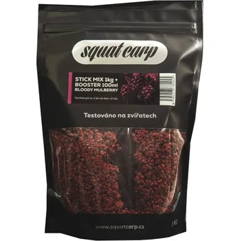 Návnadová surovina SQUAT CARP - Stick Mix Bloody Mulberry 1 kg + Booster 100 ml
